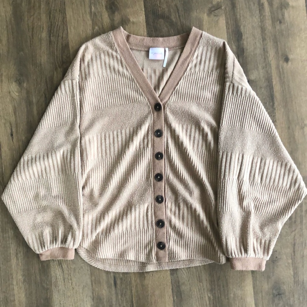 Women's Tan Button-Up Sweater
